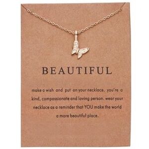 Beautiful Gold Tone Butterfly Fashion Necklace